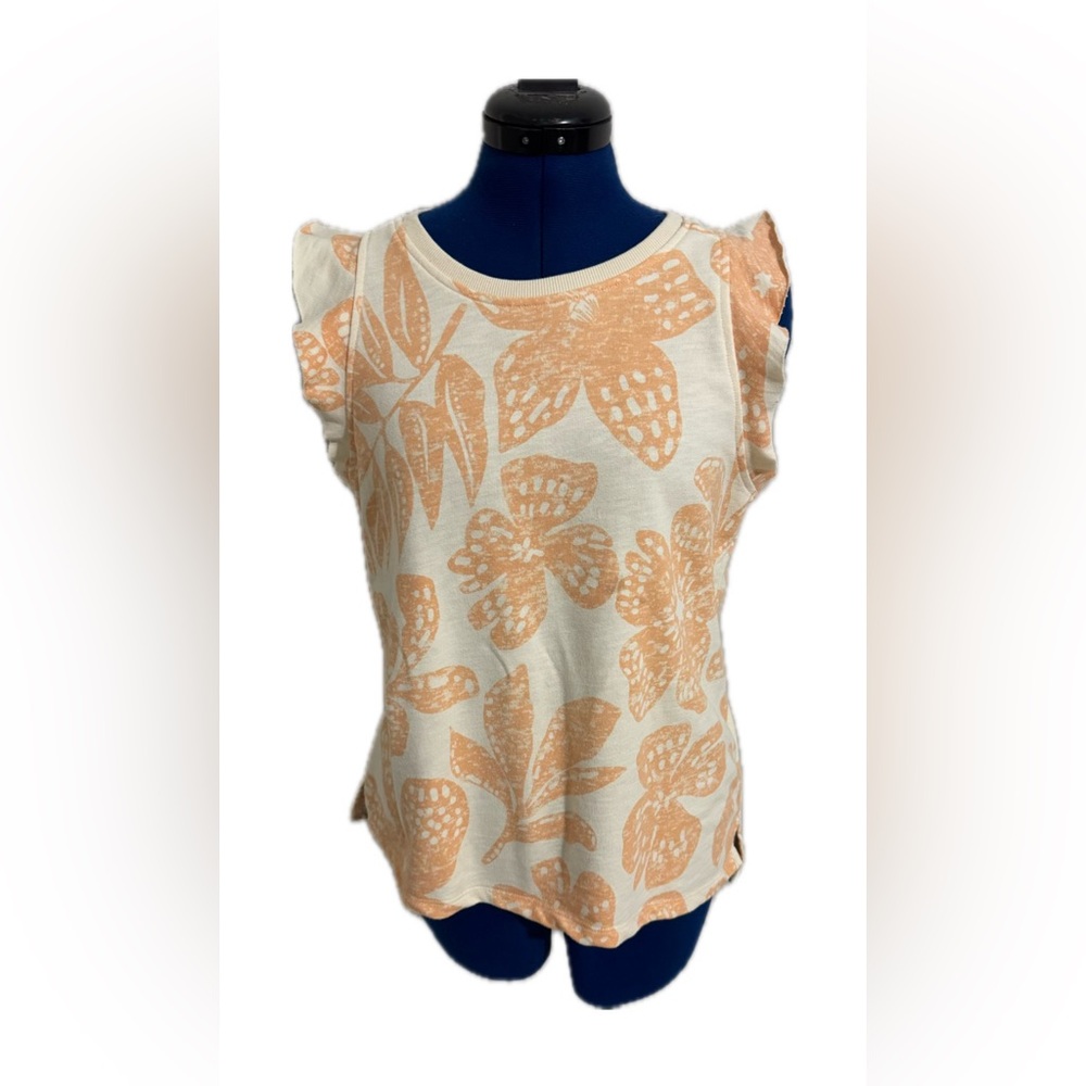 Sonoma ruffle sleeve tropical print shirt